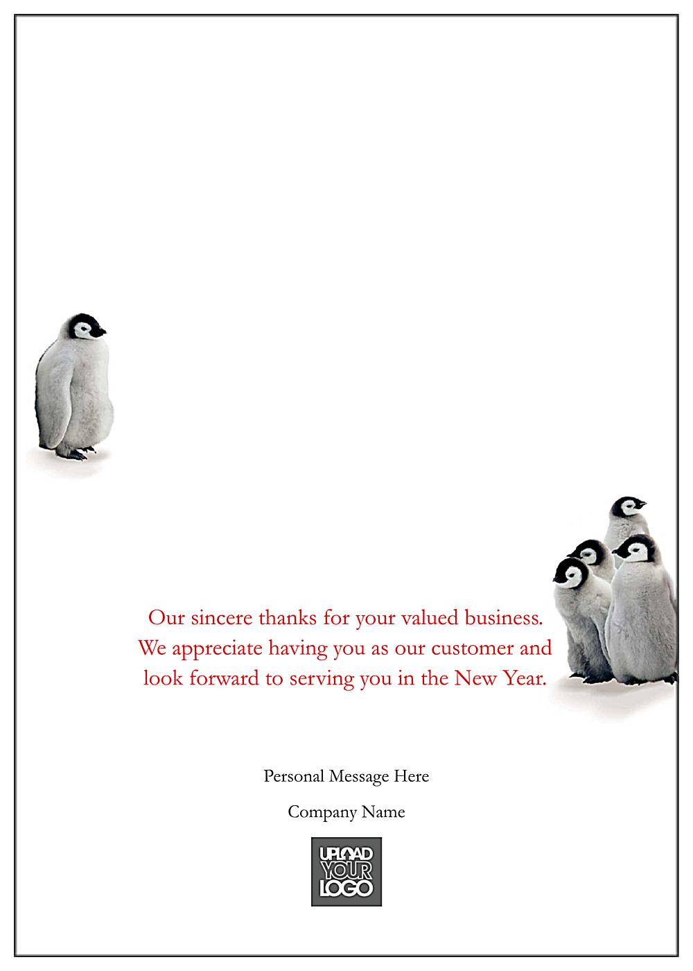 Holiday Penguins back - Greeting Cards Maker