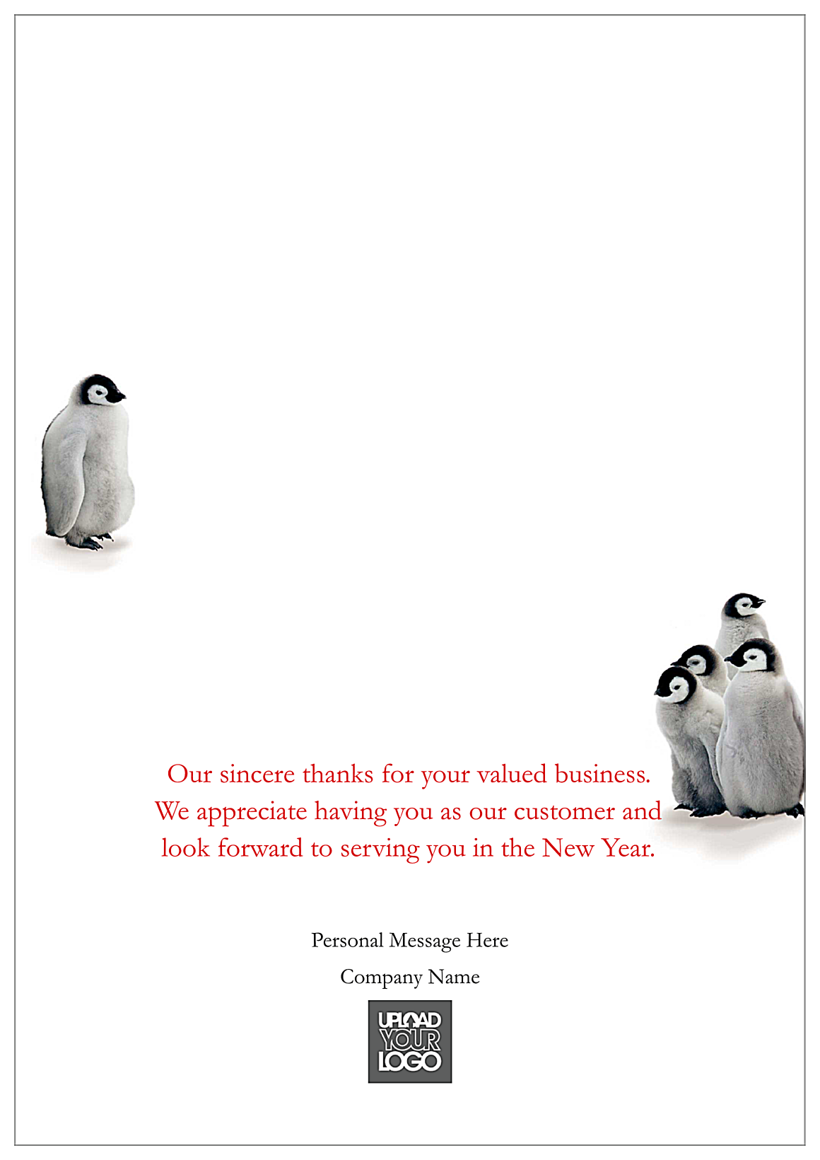 Holiday Penguins back - Greeting Cards Maker