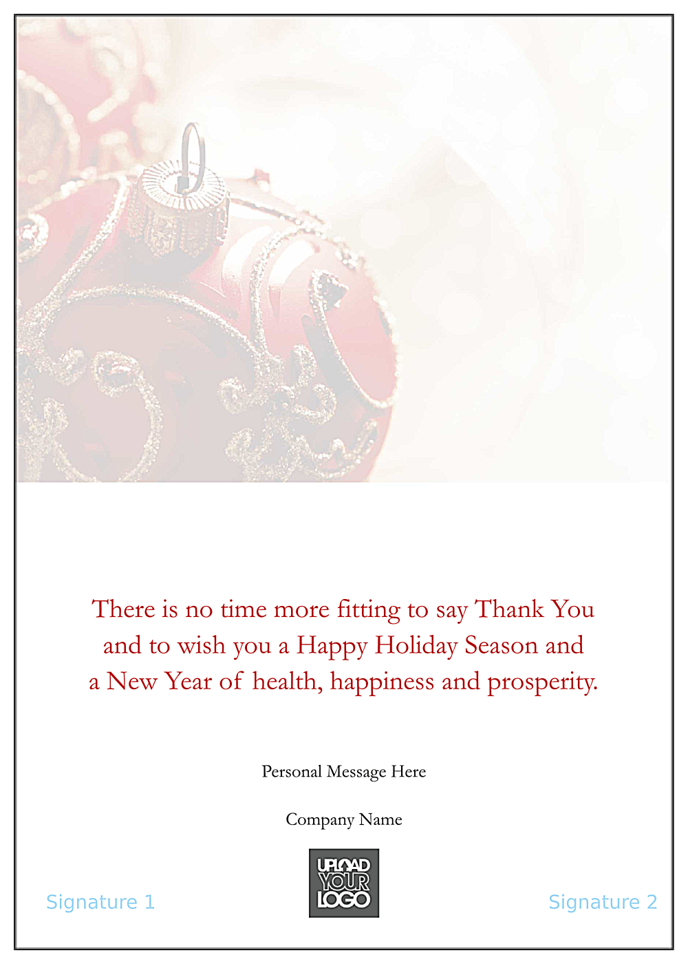 Red Christmas Ornament back - Greeting Cards Maker