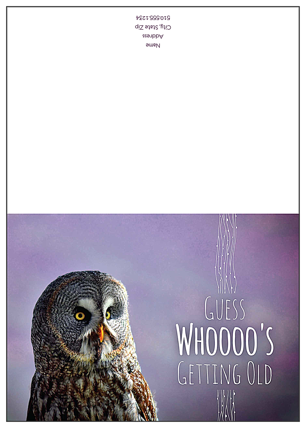 Birthday Owl front - Greeting Cards Maker