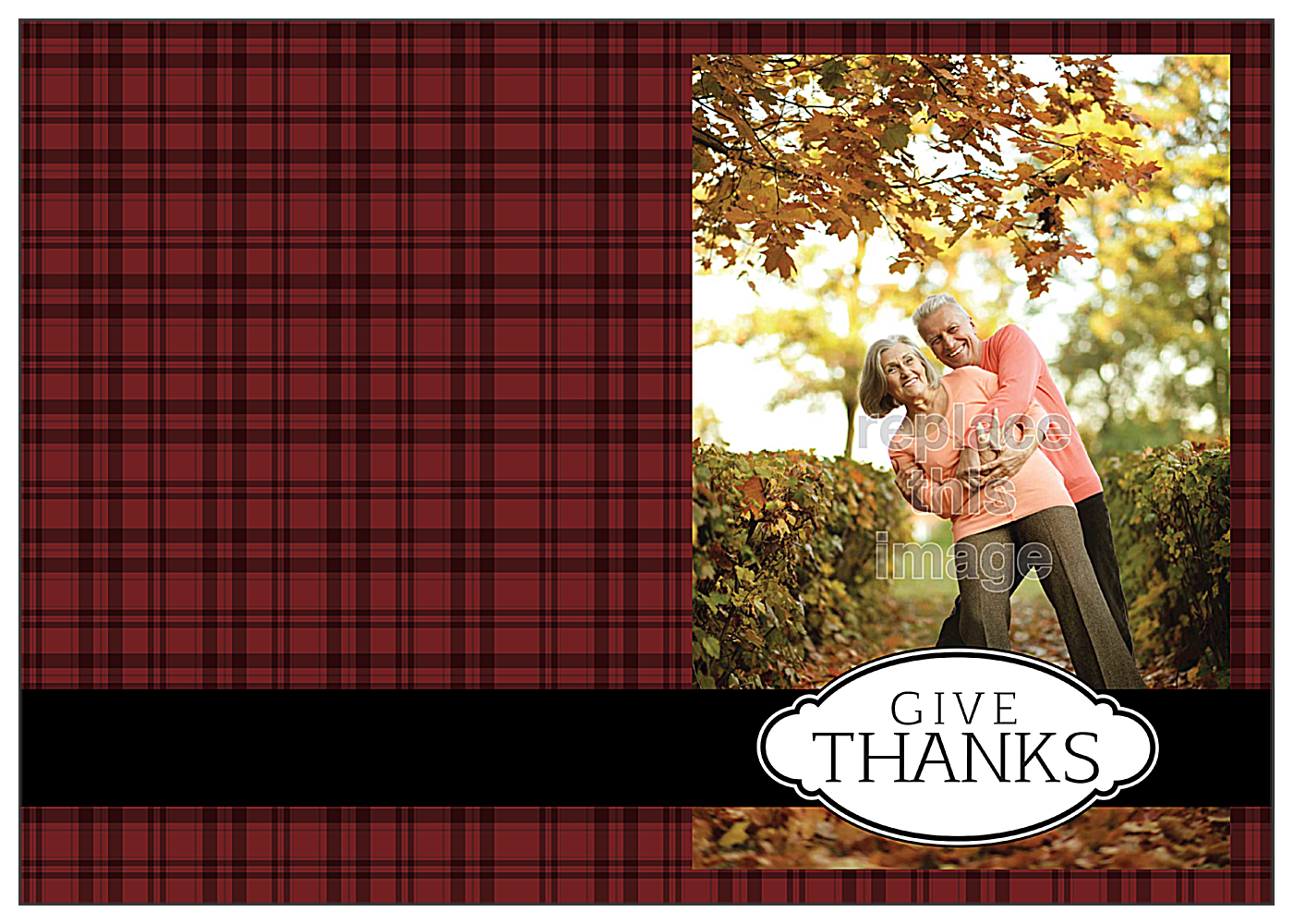 Thanks Plaid front - Greeting Cards Maker