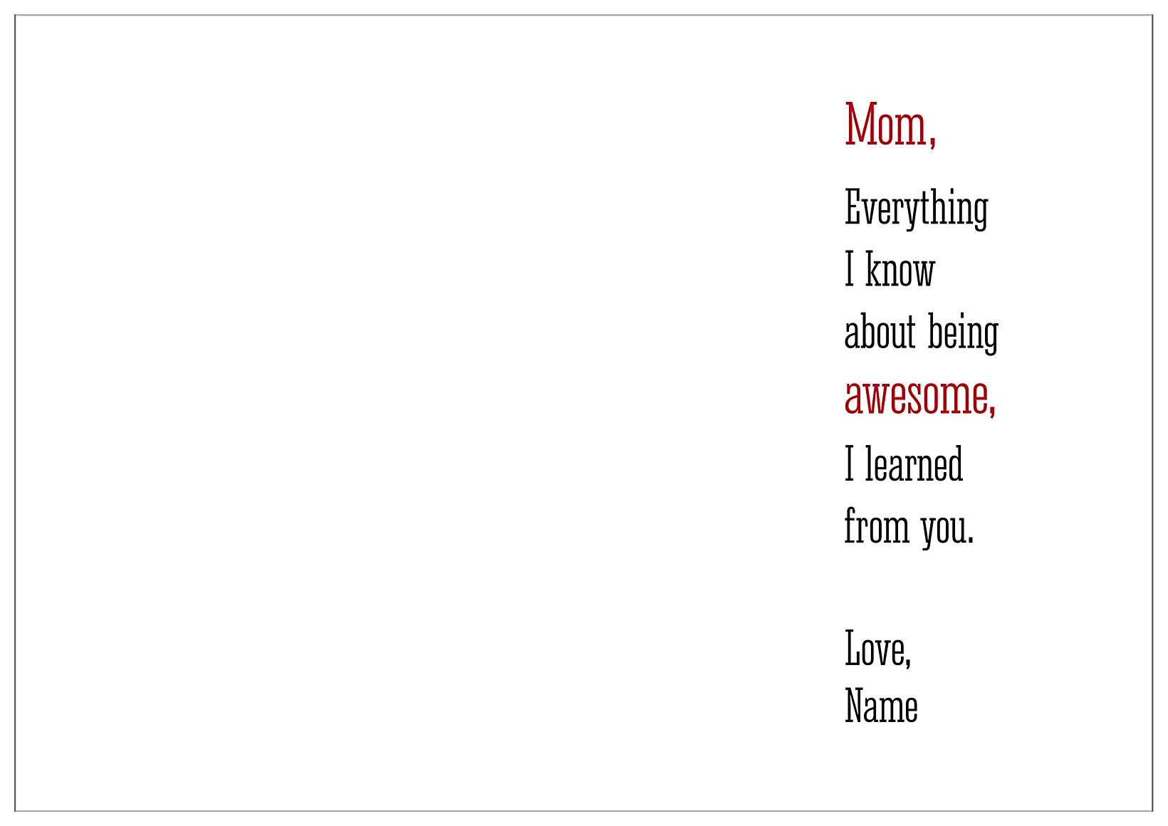 Roses for Mom back - Greeting Cards Maker