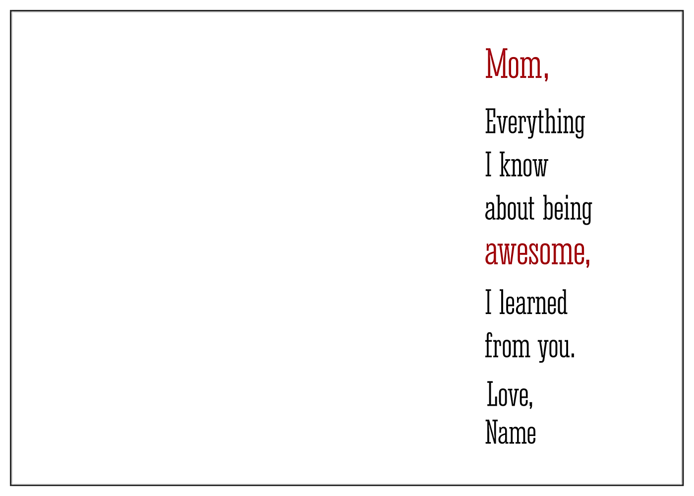 Roses for Mom back - Greeting Cards Maker