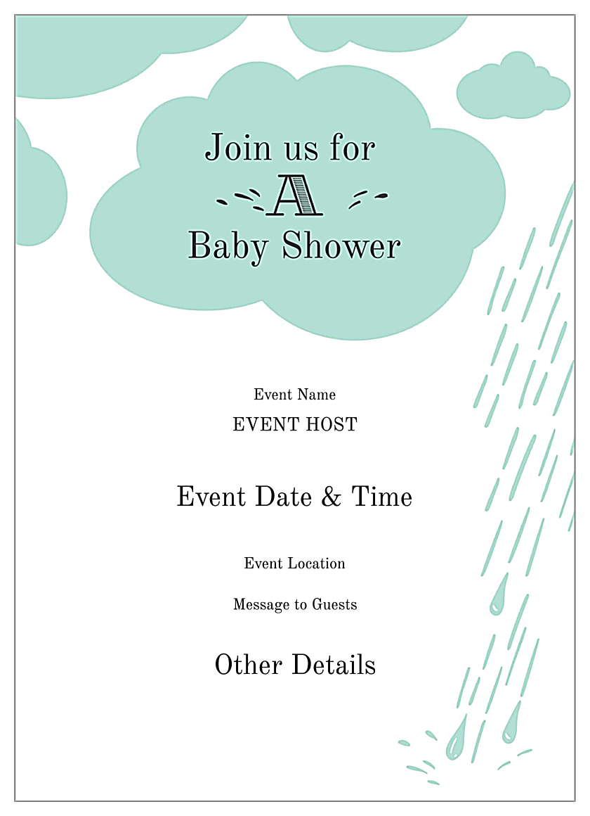 Raindrops Baby Shower back - Invitation Cards Maker