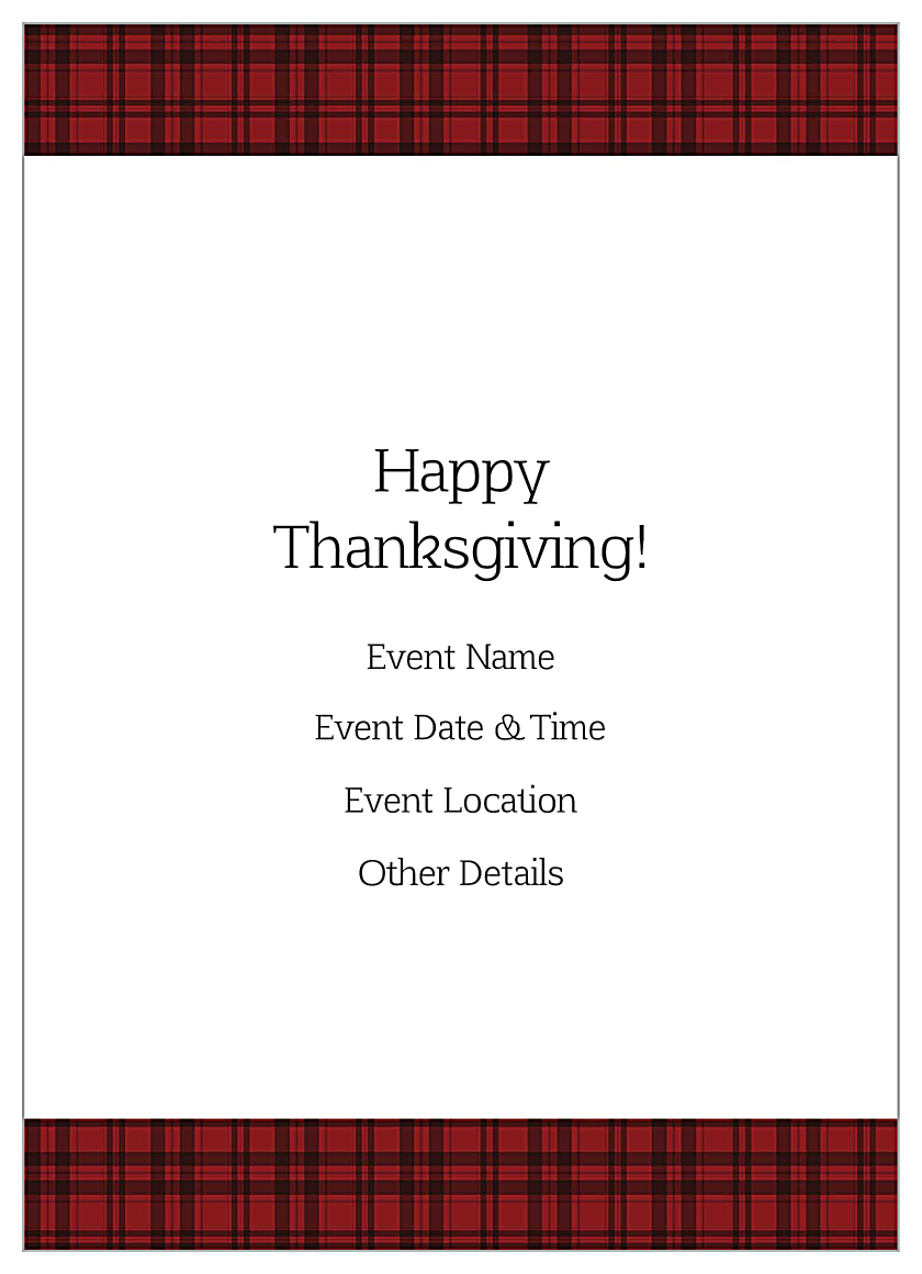 Thanks Plaid back - Invitation Cards Maker