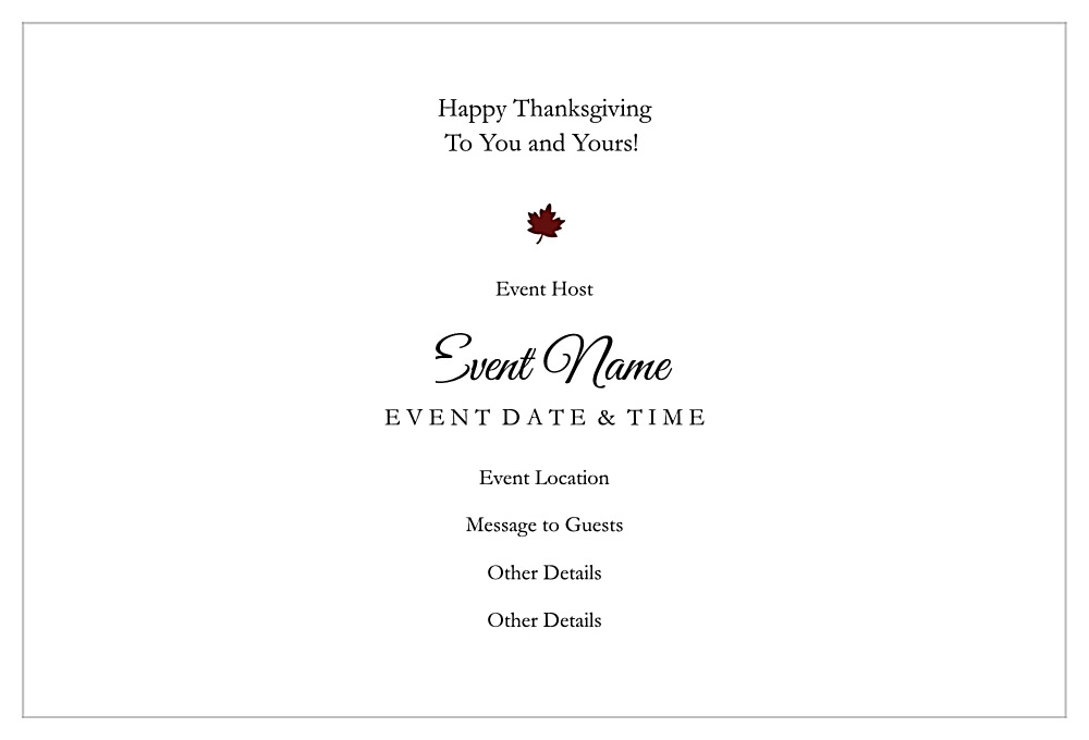 Seasonal Thanksgiving back - Invitation Cards Maker